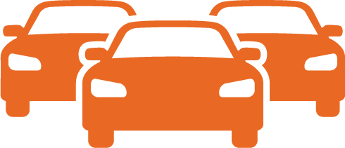 An orange Icon depicting three cars.